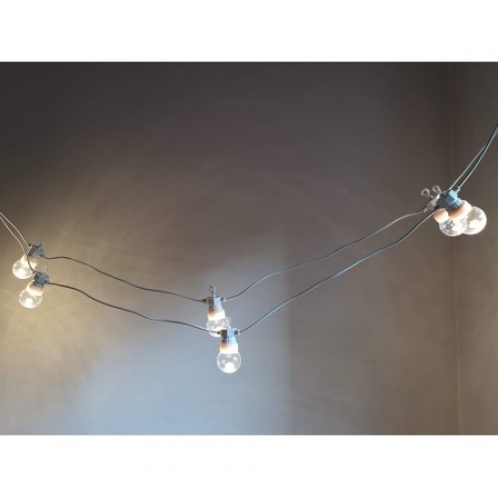 Lichterkette 10M mit 20 Klar LED-Lampen, Weißes Kabel, Natürliche Licht, Verbindbar 30M, für Außen