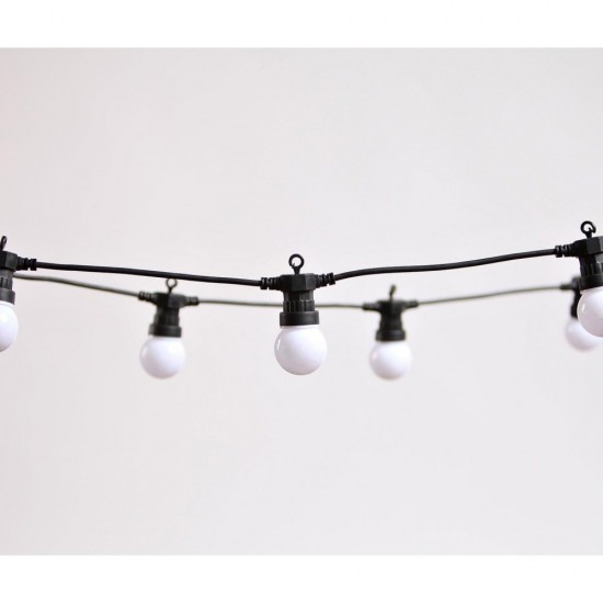 Lichterkette 10M mit 20 Matt LED-Lampen, Schwarzes Kabel, Sehr Warmes Licht, Verbindbar 30M, für Außen