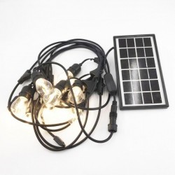 Solar Lichterkette 7,5M mit 10 Birnen LEDs, E27 2W, Schwarzes Kabel, Warm Licht, für Außen