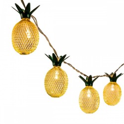 Dekorative Lichterkette 4M mit 20 Golden Förmchen Ananas mit LEDs, Warm Licht, Batteriebetrieben