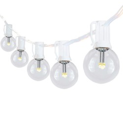 Zickzack Lichterkette 7,5M mit 25 LED-Lampen E12, 1W, Kunststoff, Dimmbar, Weißes Kabel, Verbindbar 210M, für Außen