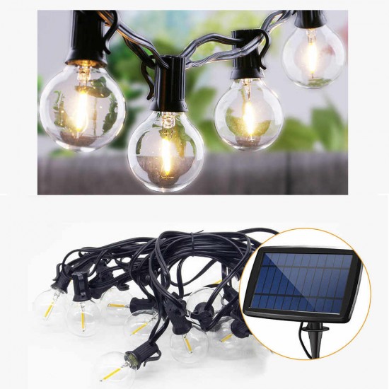 les Twinkelen wandelen Solarlichterkette mit USB 6M mit 25 Lampen-LEDs G40, E12, Schwarzes Kabel,  für Außen - Lichterkettenwelt
