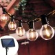 Solar Lichterkette 6M mit USB und 25 Lampen-LEDs G40, E12, 1W, Schwarzes Kabel, für Außen