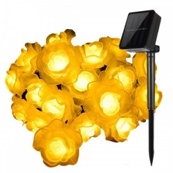 Solar Lichterkette 2M mit 20 Rosen-LEDs, Schwarzes Kabel, Warm Licht, für Außen