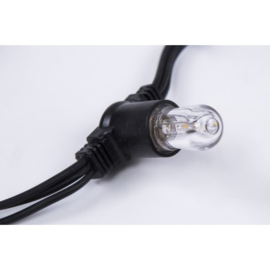 Lichterkette 5M mit 20 LED-Birnen E14, Schwarzes Kabel, Warm Licht, Verbindbar 50M, für Außen