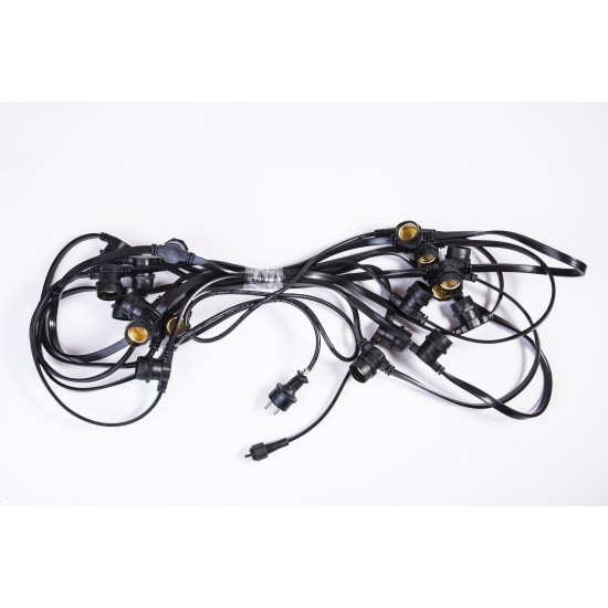 Kabel 10M mit 10 Fassungen E27, Dunkelgrün Kabel, Verbindbar max. 2000W, für Außen