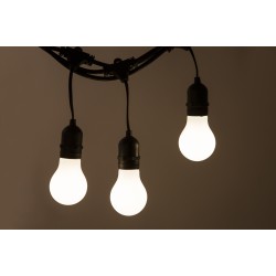 Lichterkette mit Pendel 10M mit 20 Mattweiß LED-Birnen, E27, 4W, Glas, Dimmbar, Schwarzes Kabel, Verbindbar 120M, für Außen