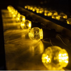 Lichterkette 10M mit 20 Klar LED-Lampen, Schwarzes Kabel, Sehr Warmes Licht, Verbindbar 30M, für Außen