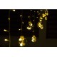 Dekorative Lichtervorhang 2,5M mit 12 Globen, 108 LEDs, Durchsichtig Kabel, Warm Licht, Verbindbar 12,5M für Außen