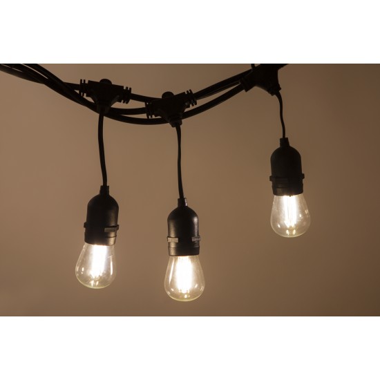 Lichterkette 10M mit Pendel mit 20 Birnen-LEDs, E27, 4W, Schwarzes Kabel, Verbindbar 120M, für Außen