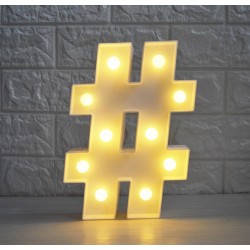 LED Leuchten Doppelkreuz Symbol ''#'', Kunststoff, Warm Licht, mit Batteriebetrieb