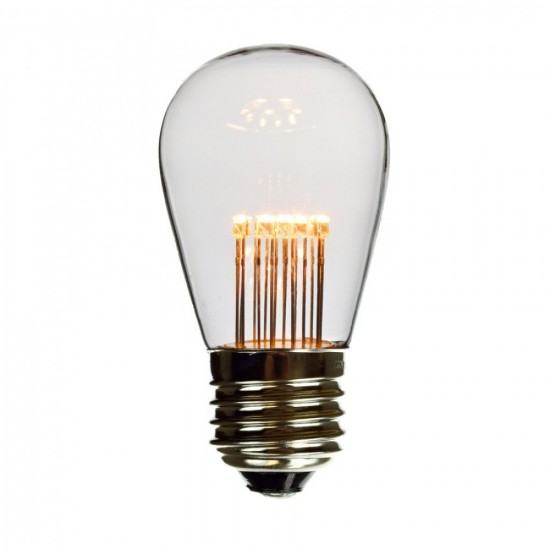 Leuchtmittel mit 9 LEDs Filament S14, E27, 1W, Kunststoff, Sehr Warm Licht, für Außen