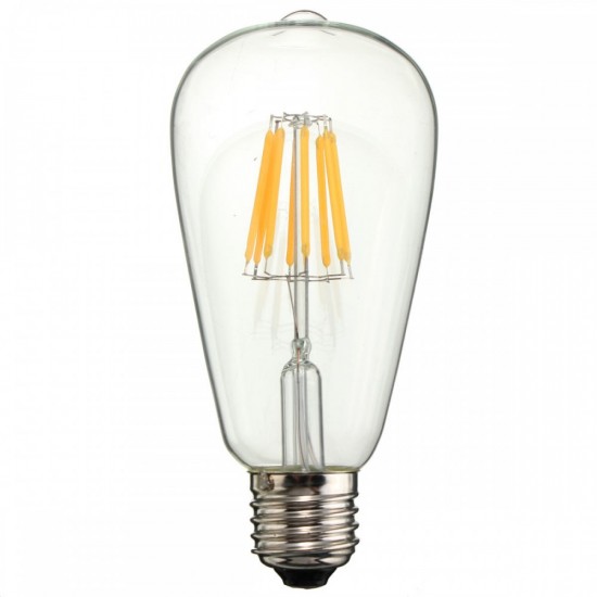 Leuchtmittel mit 8 LEDs Filament ST64, E27, 8W, Glas, Warm Licht, für Außen