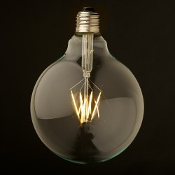 Große Lampe mit 6 LEDs Filament G125, E27, 6W, Glas, Warm Licht, für Außen