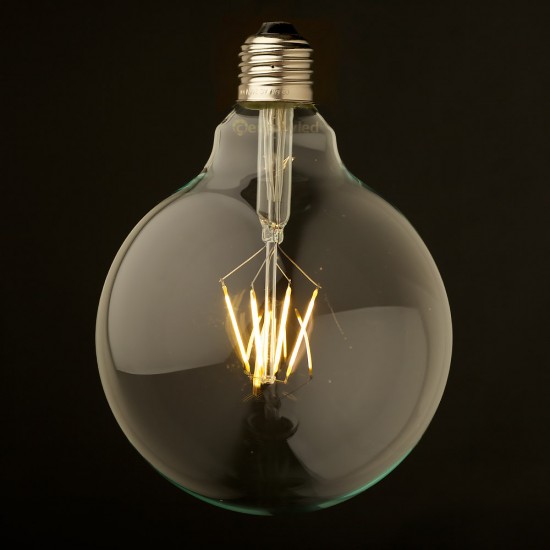 Große Lampe mit 6 LEDs Filament G125, E27, 6W, Glas, Warm Licht, für Außen