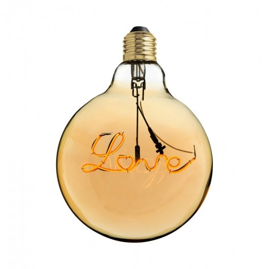 Leuchtmittel LOVE Filament G125, E27, 4W, Glas, Dimmbar, Warm Licht, für Außen