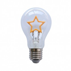 Leuchtmittel mit sternförmigem LED Filament A60, E27, 1.5W, Glas, Dimmbar, Gelbe Licht, für Außen