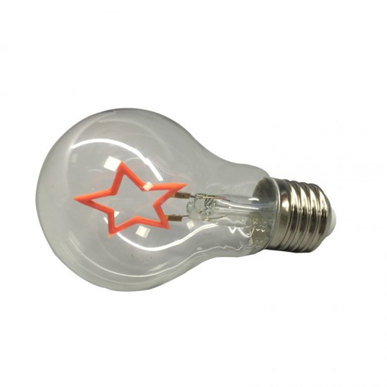 Leuchtmittel mit sternförmigem LED Filament A60, E27, 1.5W, Glas, Dimmbar, Gelbe Licht, für Außen