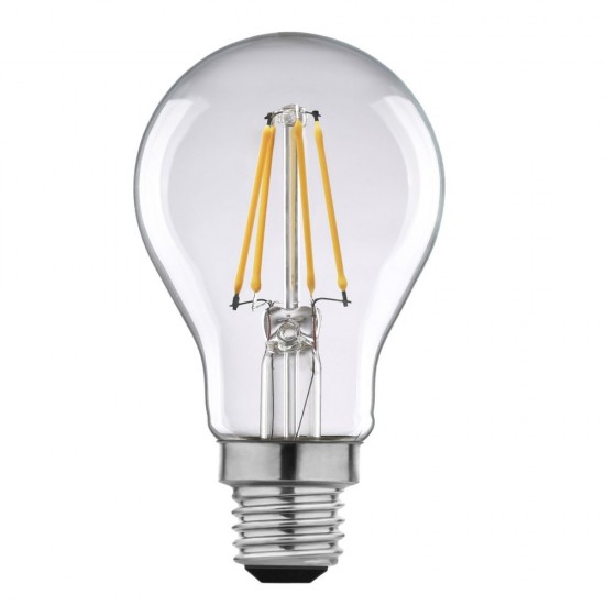 Birne mit 4 LED Filament A60, E27, 4W, Kunststoff, Dimmbar, 75lm/W, Warm Licht, für Außen