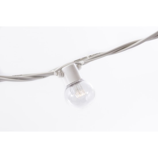 Lichterkette 5M mit 10 Speziellen Lampen-LEDs, Weißes Kabel, Warm Licht, Verbindbar 1000M, für Außen