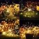 Feuerwerk Lampe mit 120 Mini-LEDs, Kupferdraht, Dimmbar, mit Fernbedienung und Batteriebetrieben, Warm Licht, für Außen