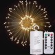 Feuerwerk Lampe mit 120 Mini-LEDs, Kupferdraht, Dimmbar, mit Fernbedienung und Batteriebetrieben, Warm Licht, für Außen