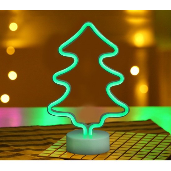 Dekorative Lampe Tannenbaum Sign mit Ständer, Nachtlicht, Warm Licht, mit Batteriebetrieb