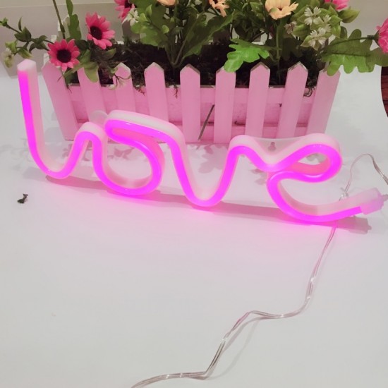 Dekorative Wort Neon LOVE, Nachtlicht, Warm Licht, mit Batteriebetrieb