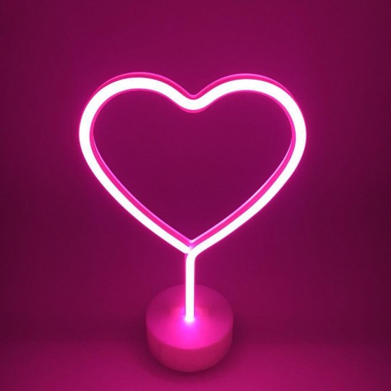 Dekorative Lampe Typ Herz Neon mit Ständer, Warm Licht, mit Batteriebetrieb