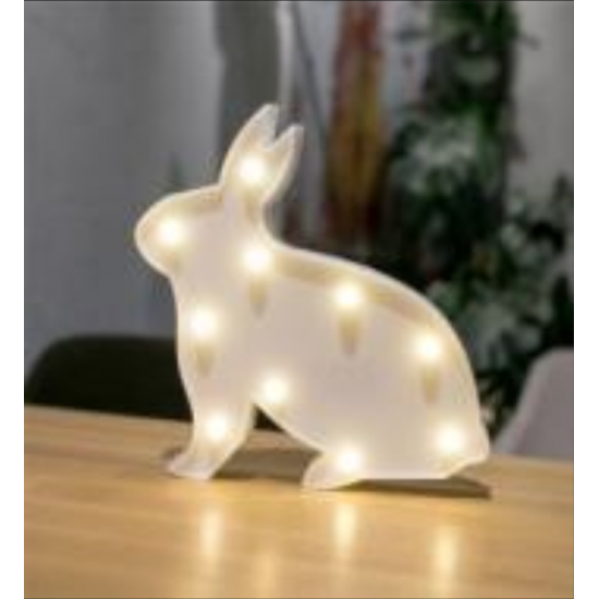 Kaninchen Volumetrische Förmchen weiß mit 10 LEDs, Batteriebetrieb